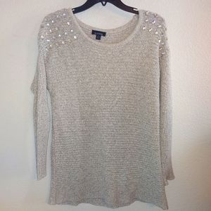 B design jewel Embellished sweater cream tan med